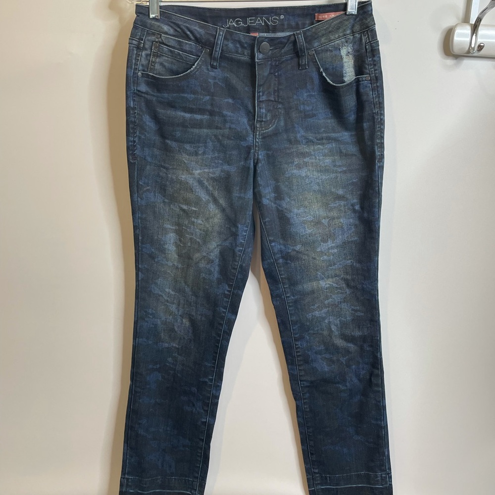 Jag jeans blue camo 10 denim pants slim mid rise